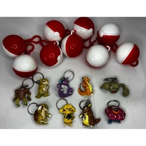 Lot Of 9 Vintage 1999 Pokemon Key Chains Burger King With Poke Balls